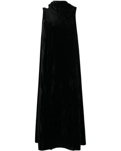 Low Classic Cut-out Velour Dress - Black