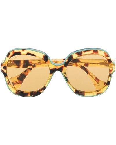 Gucci Tortoiseshell-effect Oversize-frame Sunglasses - Yellow