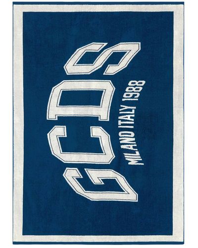 Gcds Logo-print Cotton Beach Towel - Blue