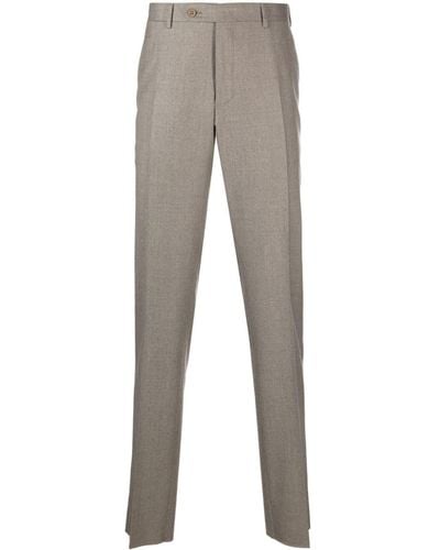 Canali Slim-cut Wool Chino Trousers - Grey