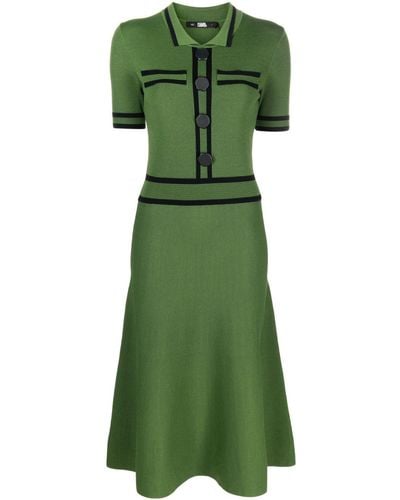 Karl Lagerfeld Decorative Button-detail Short-sleeve Dress - Green