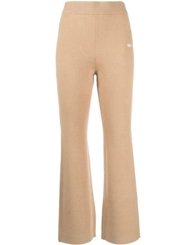 Izzue Flared Knit Trousers - Natural