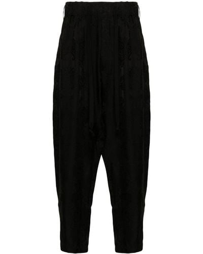 Uma Wang Floral-jacquard Drop-crotch Trousers - Black