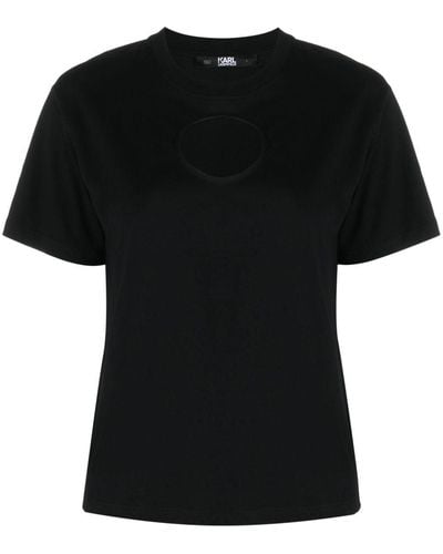 Karl Lagerfeld Cut-out Cotton T-shirt - Black