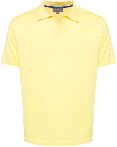 N.Peal Cashmere Polo en maille fine - Jaune