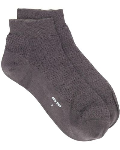 Miu Miu Textured Short Socks - Grey