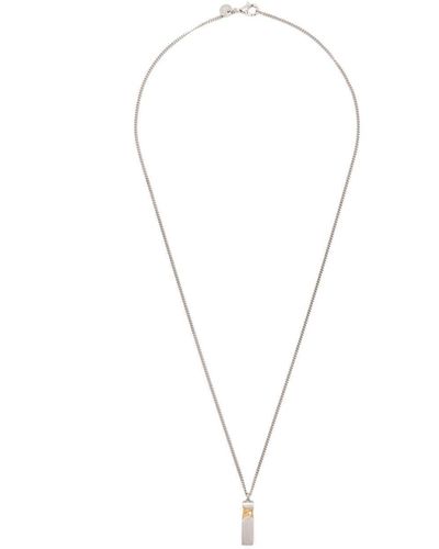 Tom Wood Sterling Silver Mined Cube Necklace - Metallic
