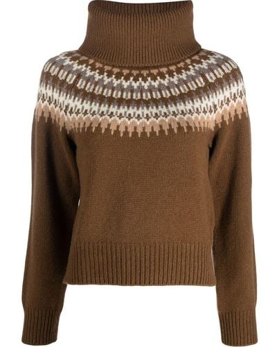 Nili Lotan Stripe-pattern Roll-neck Sweater - Brown