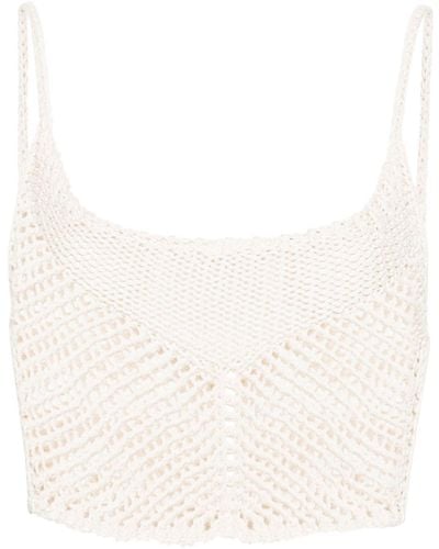 Forte Forte Cropped Crochet Top - Natural