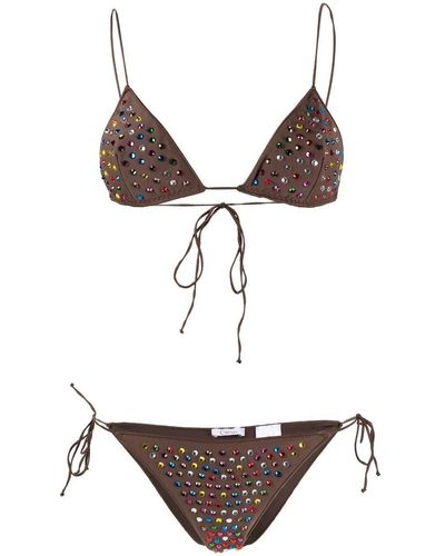 Oséree Crystal-embellished Triangle Bikini Set - Brown