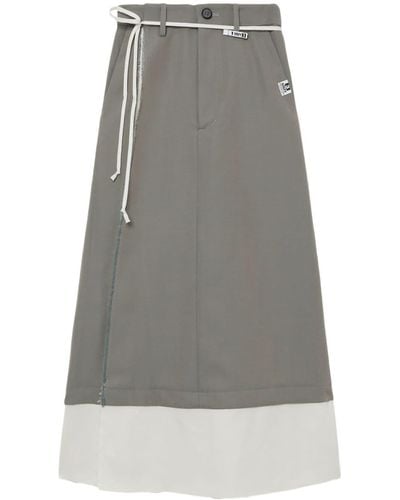 Maison Mihara Yasuhiro Pasted Layered Midi Skirt - Grey