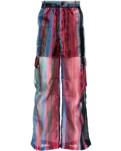 Feng Chen Wang Mid-rise Cargo Trousers - Red