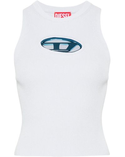 DIESEL White Oval D Tank Top