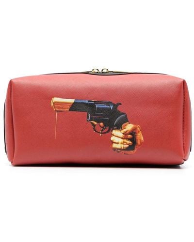Seletti Gun-print Wash Bag - Red