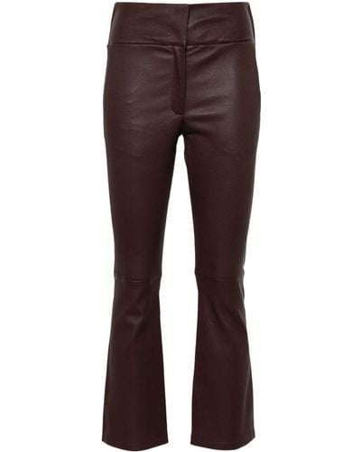 Arma Leather Straight Trousers - Brown
