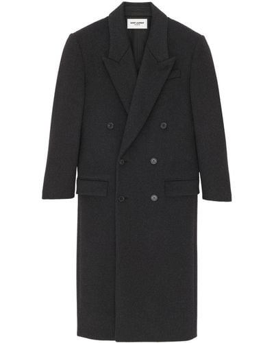 Saint Laurent Double-breasted Wool Maxi Coat - Black