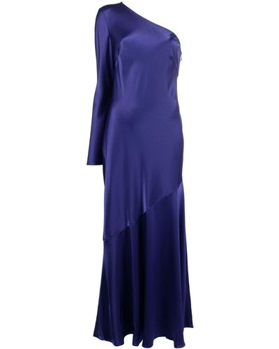 Polo Ralph Lauren Asymmetric Satin-finish Maxi Dress - Blue
