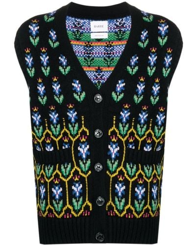 Barrie Floral Intarsia-knit Cashmere-blend Gilet - Green