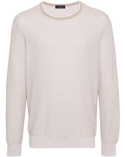 Fay Embroidered-logo Cotton Jumper - White