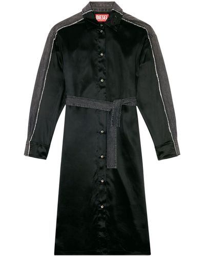 DIESEL D-paige-stram Paneled Shirtdress - Black