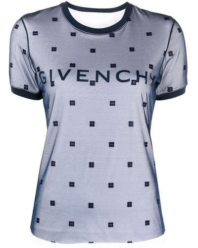 Givenchy T-Shirtkleid mit Tüll-Overlay - Blau