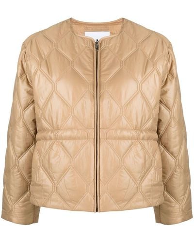 Ganni Recycled Nylon Quilted Jacket - Natural