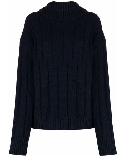 Jil Sander Roll-neck Chunky-knit Sweater - Blue