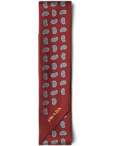 Prada Schal aus Seide mit Paisley-Print - Rot
