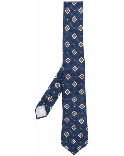 Dell'Oglio Geometric-print Silk Tie - Blue