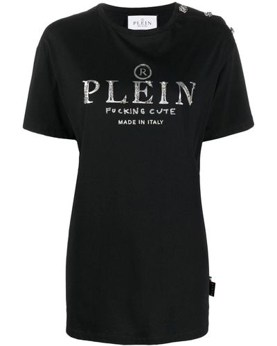 Philipp Plein T-shirt en coton à logo imprimé - Noir
