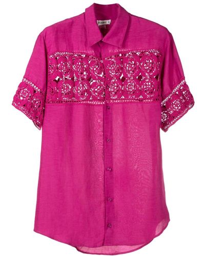 Amir Slama Crochet-panel Short-sleeved Shirt - Pink