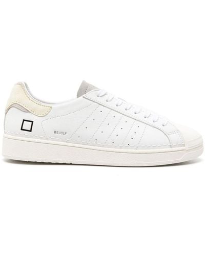 Date Base Lace-up Leather Sneakers - White