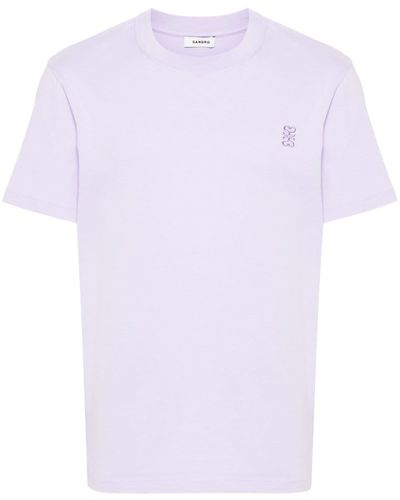 Sandro T-shirt en coton à logo brodé - Violet