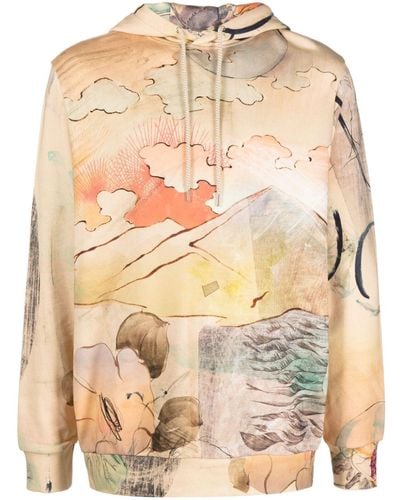 Paul Smith Narcissus-print Cotton Hoodie - Natural