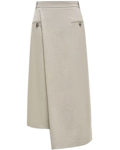 12 STOREEZ Asymmetric Tailored Midi Skirt - White