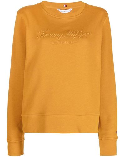 Tommy Hilfiger Logo-print Boat-neck Sweatshirt - Yellow
