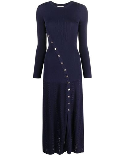 Sandro Ribbed-knit Midi Dress - Blue
