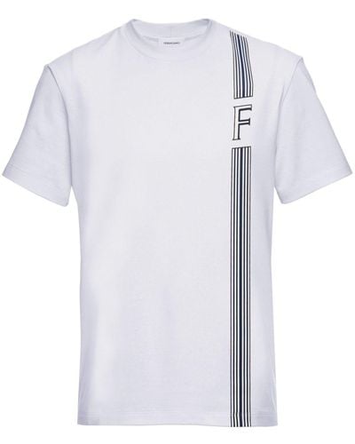 Ferragamo Gestreiftes T-Shirt - Weiß