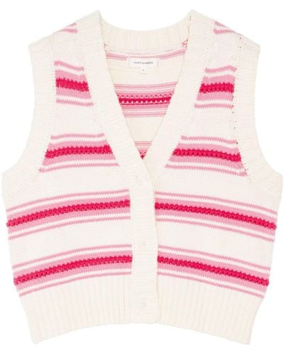 Chinti & Parker Striped Cotton Knitted Vest - Pink