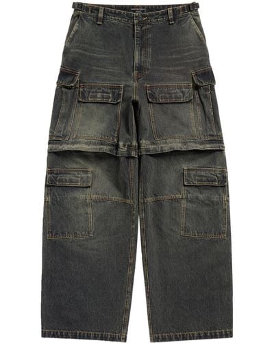 Balenciaga Wide-leg Cotton Cargo Jeans - Gray