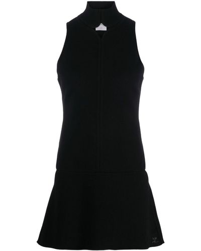 Courreges Cut-out High-neck Knitted Dress - Black
