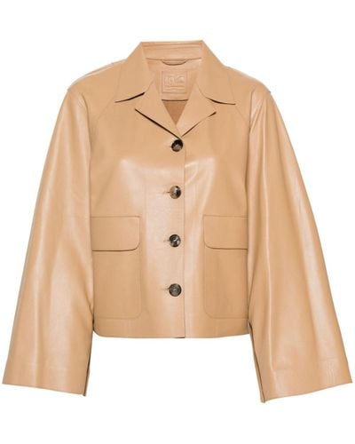 DESA NINETEENSEVENTYTWO Stud-fastening-sleeves Leather Jacket - Natural