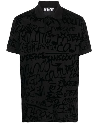 Versace Graffiti Polo Shirt - Black
