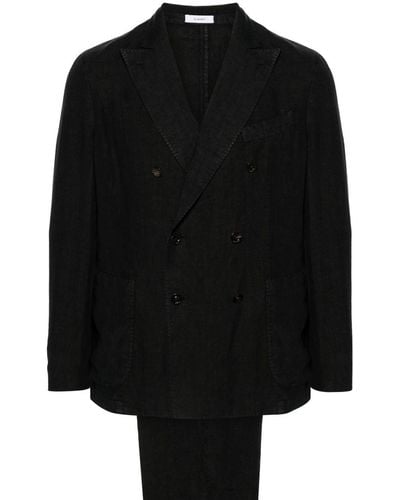 Boglioli Doppelreihiger Anzug aus Leinen - Schwarz