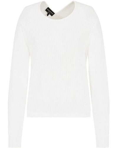 Emporio Armani Cut-out Ribbed-knit Jumper - White
