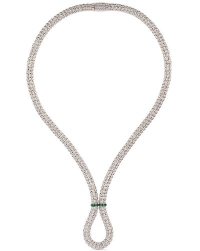 Officina Bernardi 18kt White Gold Enigma X Emerald And Diamond Necklace - Natural