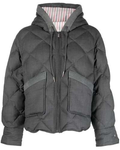 Thom Browne Super 120's Hooded Padded Jacket - Gray