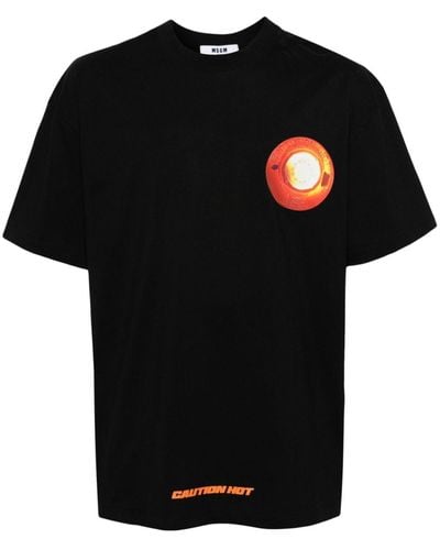 MSGM Katoenen T-shirt Met Print - Zwart