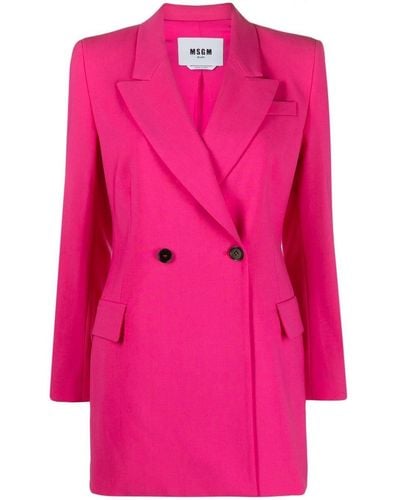 MSGM Double-breasted Tailored Blazer - Pink