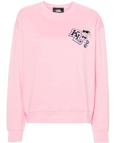 Karl Lagerfeld Varsity Kl Long-sleeve Sweatshirt - Pink
